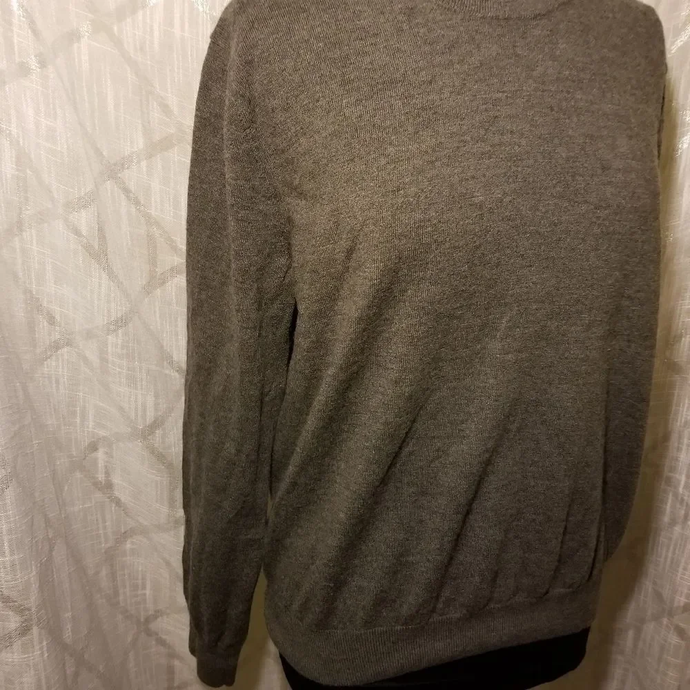 Banana Republic Fine Merino Wool Sweater Men XL Gray Crewneck Preppy Fall Winter